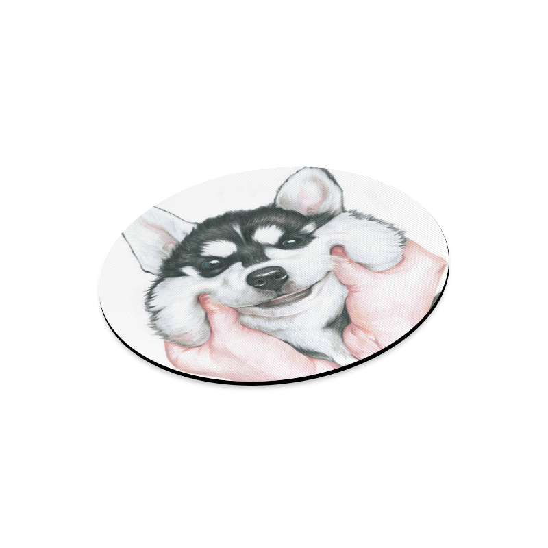 round husky dogs mouse mat pad Round Mousepad