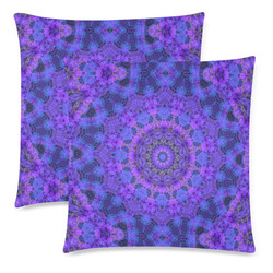 Mandala in Purple/Blue Custom Zippered Pillow Cases 18"x 18" (Twin Sides) (Set of 2)