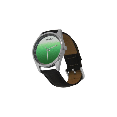 Green Waves Men's Casual Leather Strap Watch(Model 211)