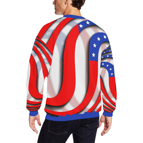 Flag of United States of America All Over Print Crewneck Sweatshirt for Men (Model H18)