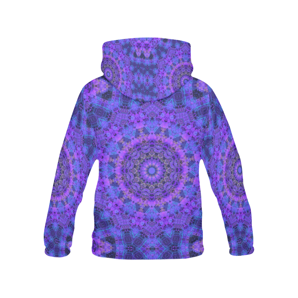 Mandala in Purple/Blue All Over Print Hoodie for Women (USA Size) (Model H13)