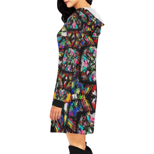 Ecuadorian Stained Glass All Over Print Hoodie Mini Dress (Model H27)