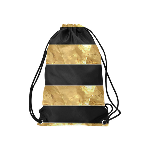 Black Gold Stripes Small Drawstring Bag Model 1604 (Twin Sides) 11"(W) * 17.7"(H)