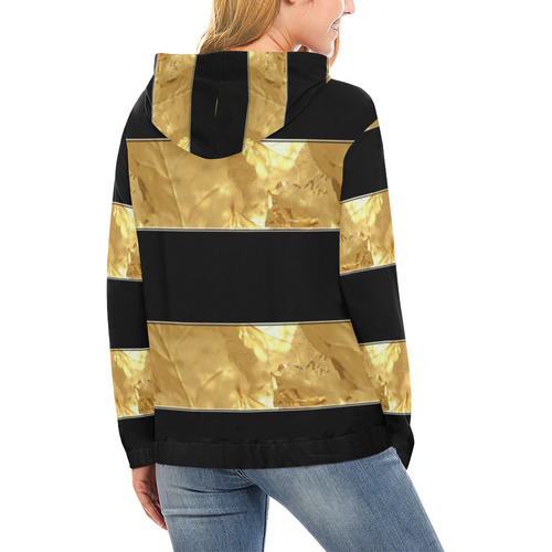 Black Gold Stripes All Over Print Hoodie for Women (USA Size) (Model H13)