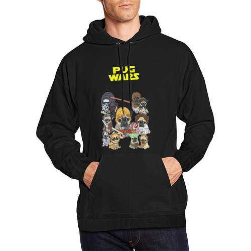 Pug Wars All Over Print Hoodie for Men/Large Size (USA Size) (Model H13)