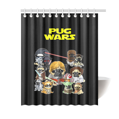 Pug Wars Shower Curtain 60"x72"