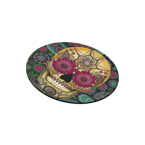 round sugar skull mouse mat pad Round Mousepad