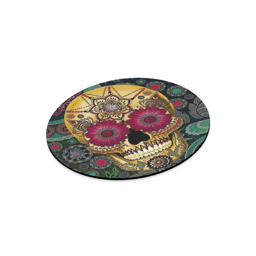 round sugar skull mouse mat pad Round Mousepad