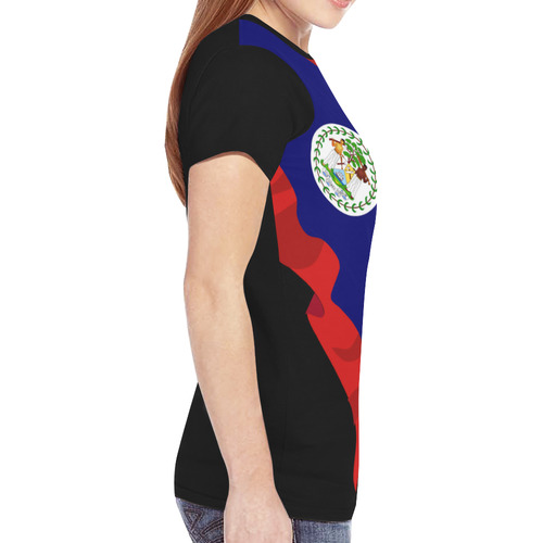 Belize Ladies Classic Flag Tee 2.0 (Black) New All Over Print T-shirt for Women (Model T45)