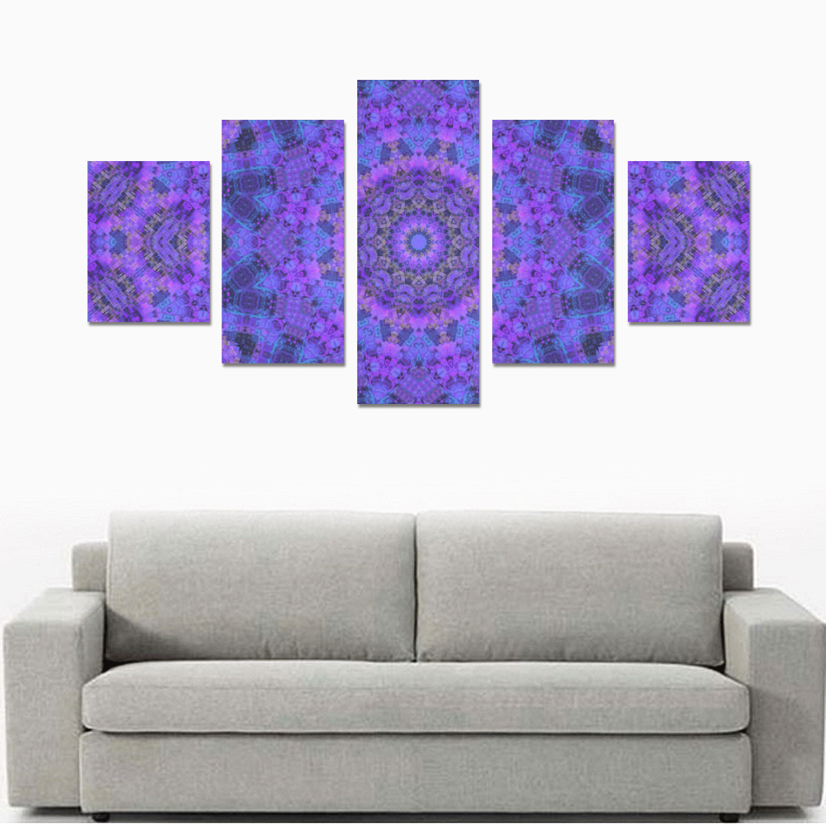 Mandala in Purple/Blue Canvas Print Sets B (No Frame)
