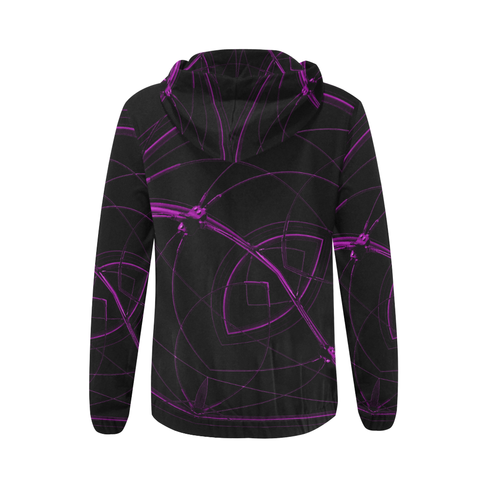 Louvre purple hoodie All Over Print Full Zip Hoodie for Women (Model H14)