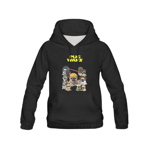 Pug Wars All Over Print Hoodie for Men/Large Size (USA Size) (Model H13)