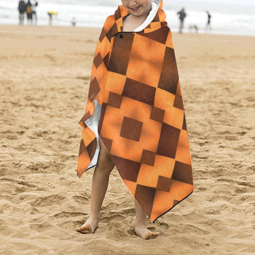 Geometric Pattern in Warm Tones Kids' Hooded Bath Towels
