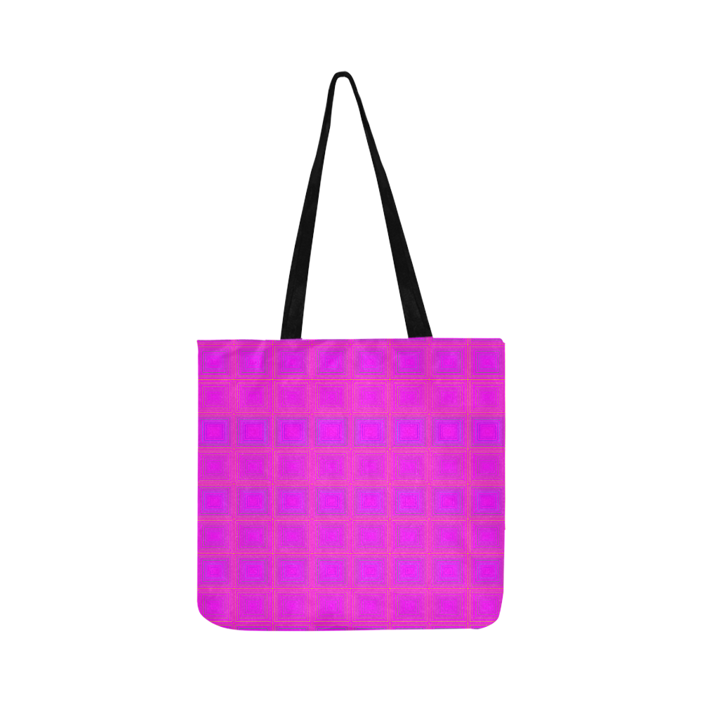Pink golden multicolored multiple squares Reusable Shopping Bag Model 1660 (Two sides)