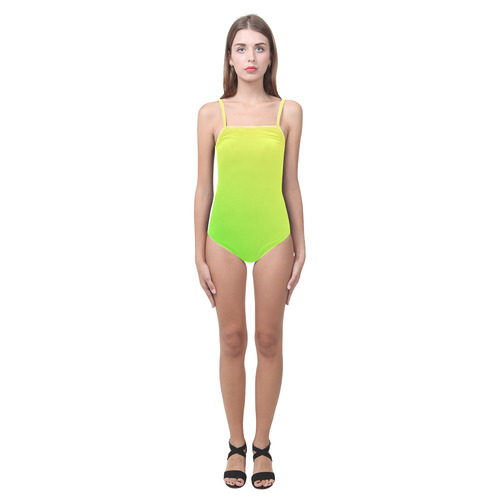 Neon Yellow Green Tie Dye Strap Swimsuit ( Model S05)