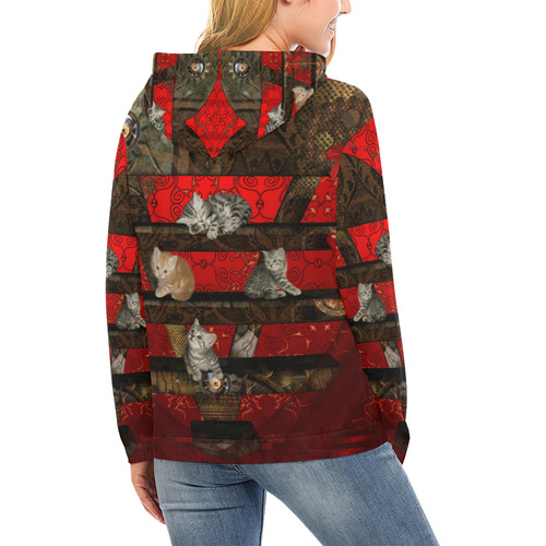 Funny cute kitten All Over Print Hoodie for Women (USA Size) (Model H13)