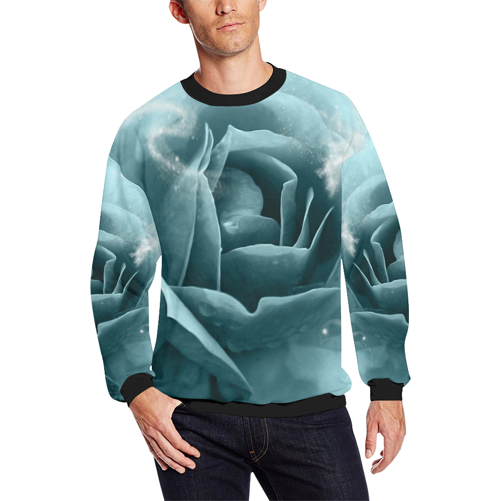 The blue rose Men's Oversized Fleece Crew Sweatshirt (Model H18)