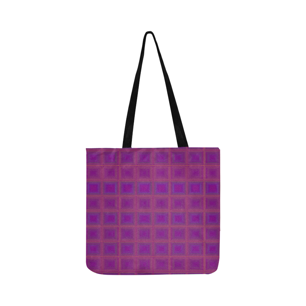 Purple gold multicolored multiple squares Reusable Shopping Bag Model 1660 (Two sides)
