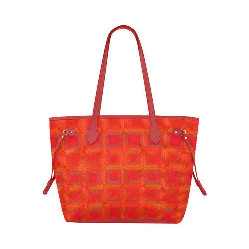 Red orange multicolored multiple squares Clover Canvas Tote Bag (Model 1661)