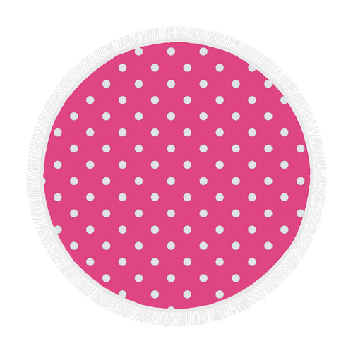 Hot Pink White Dots Circular Beach Shawl 59"x 59"