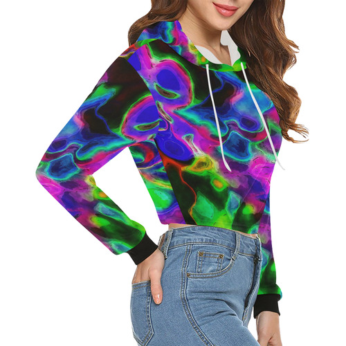 2M 1 All Over Print Crop Hoodie for Women (Model H22)