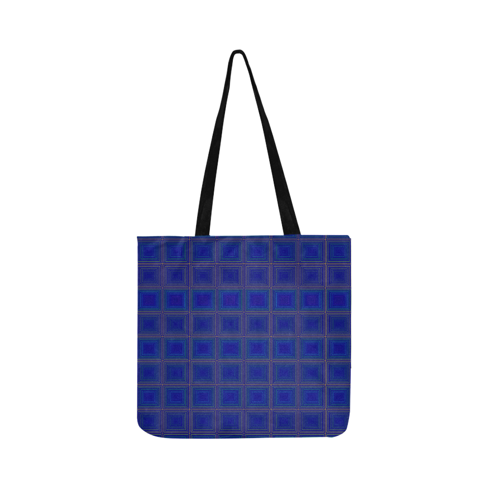 Royal blue golden multicolored multiple squares Reusable Shopping Bag Model 1660 (Two sides)