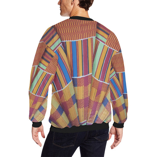Mens Fleece Sweatshirt African Pattern Size M L XL 2XL Men's Oversized Fleece Crew Sweatshirt (Model H18)