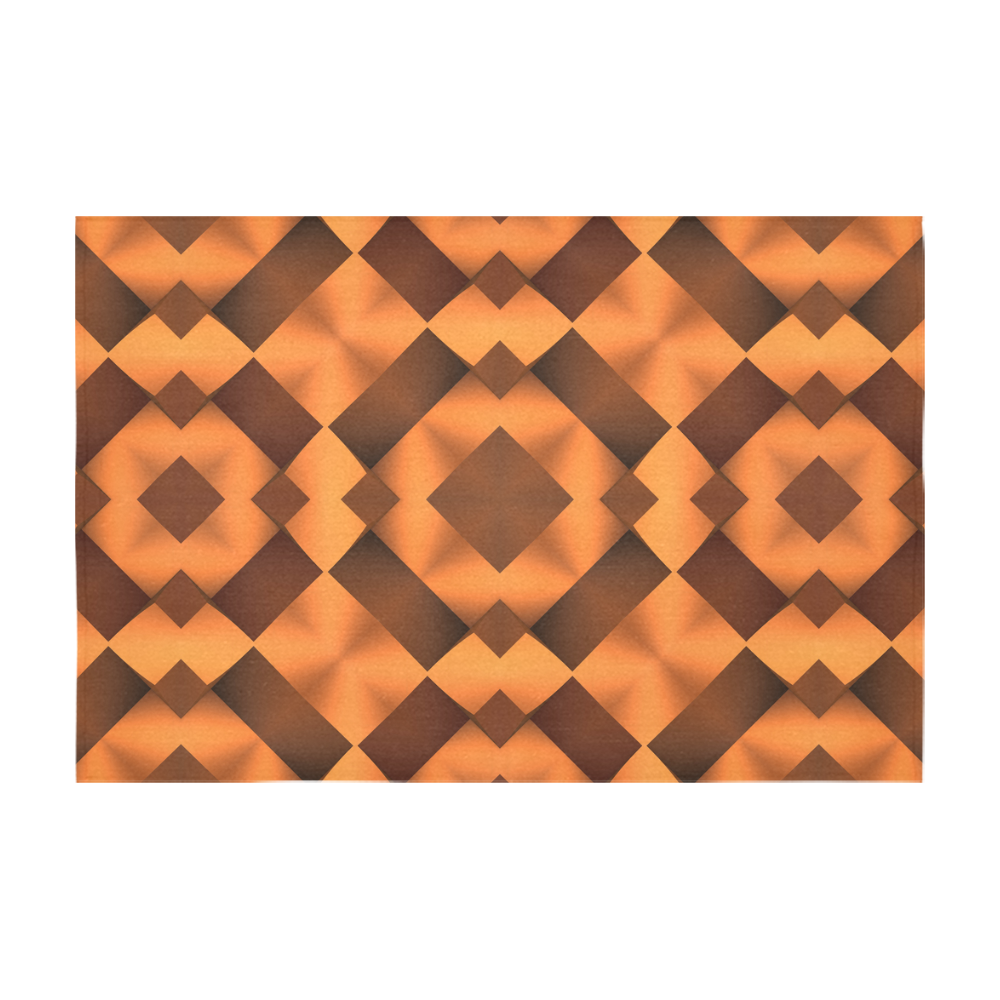Geometric Pattern in Warm Tones Cotton Linen Tablecloth 60" x 90"