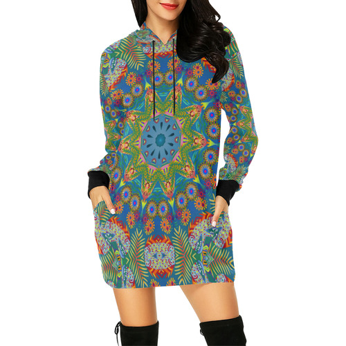 Oceanic Harmony by Sarah Walkerpng1b All Over Print Hoodie Mini Dress (Model H27)