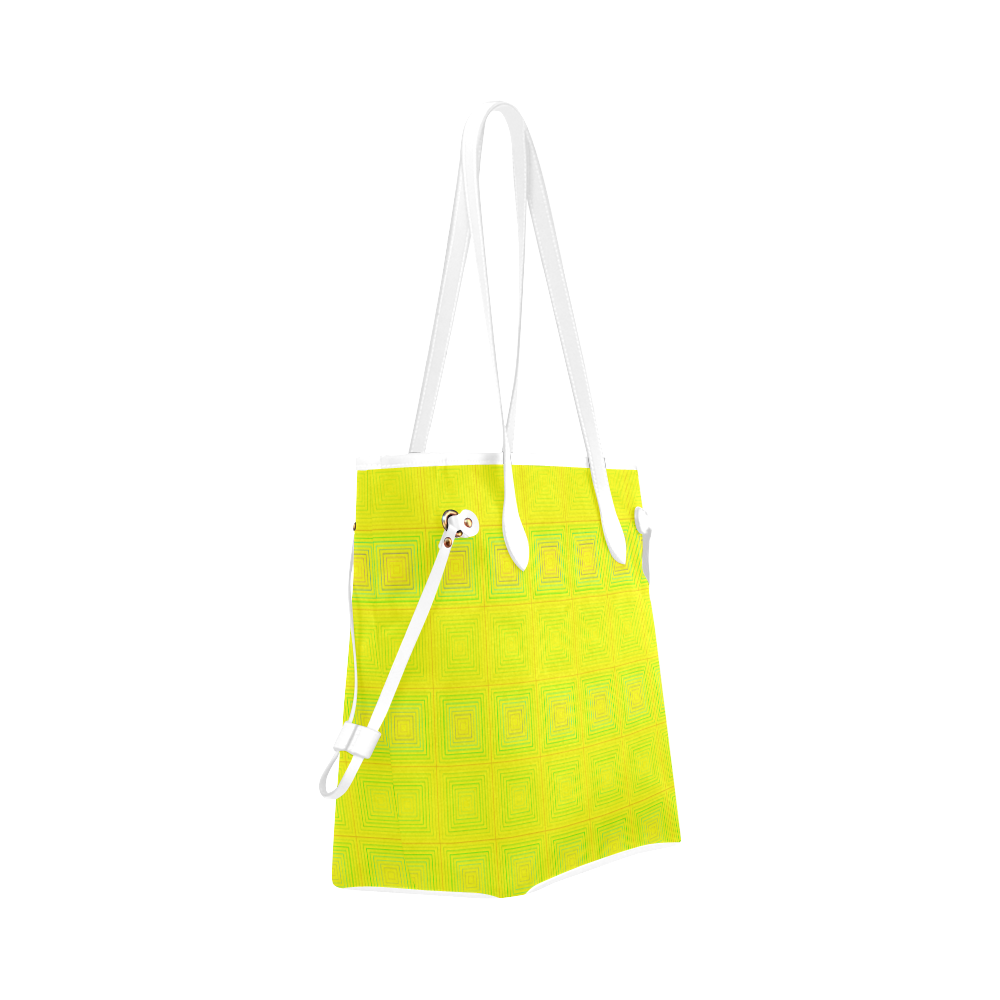 Yellow green multicolored multiple squares Clover Canvas Tote Bag (Model 1661)