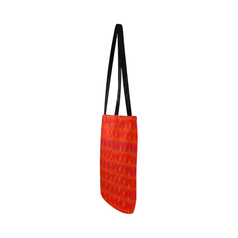 Red orange multicolored multiple squares Reusable Shopping Bag Model 1660 (Two sides)