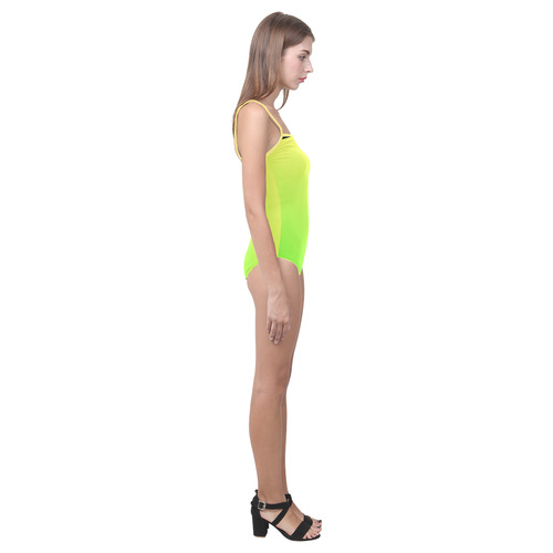 Neon Yellow Green Tie Dye Strap Swimsuit ( Model S05)