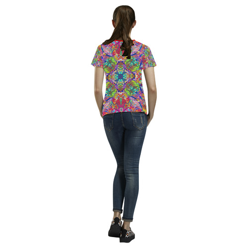 Floral Bursts All Over Print T-shirt for Women/Large Size (USA Size) (Model T40)