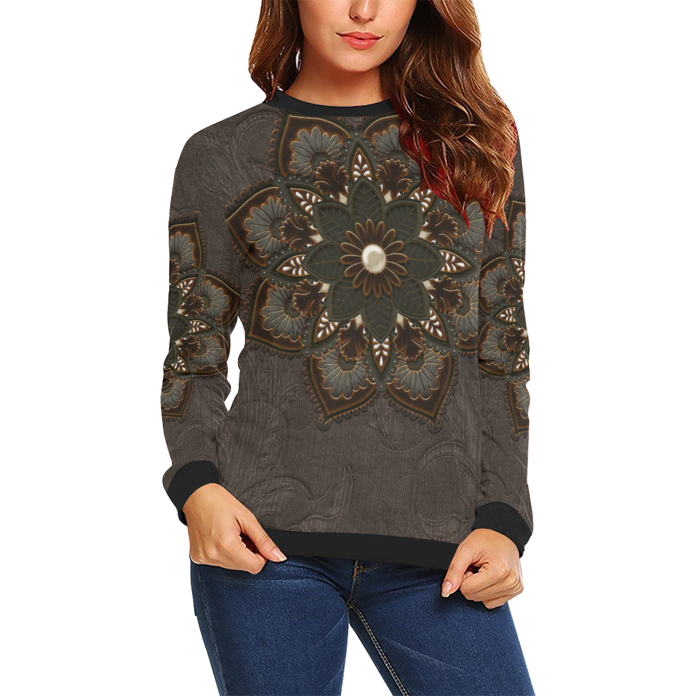 Awesome steampunk mandala All Over Print Crewneck Sweatshirt for Women (Model H18)