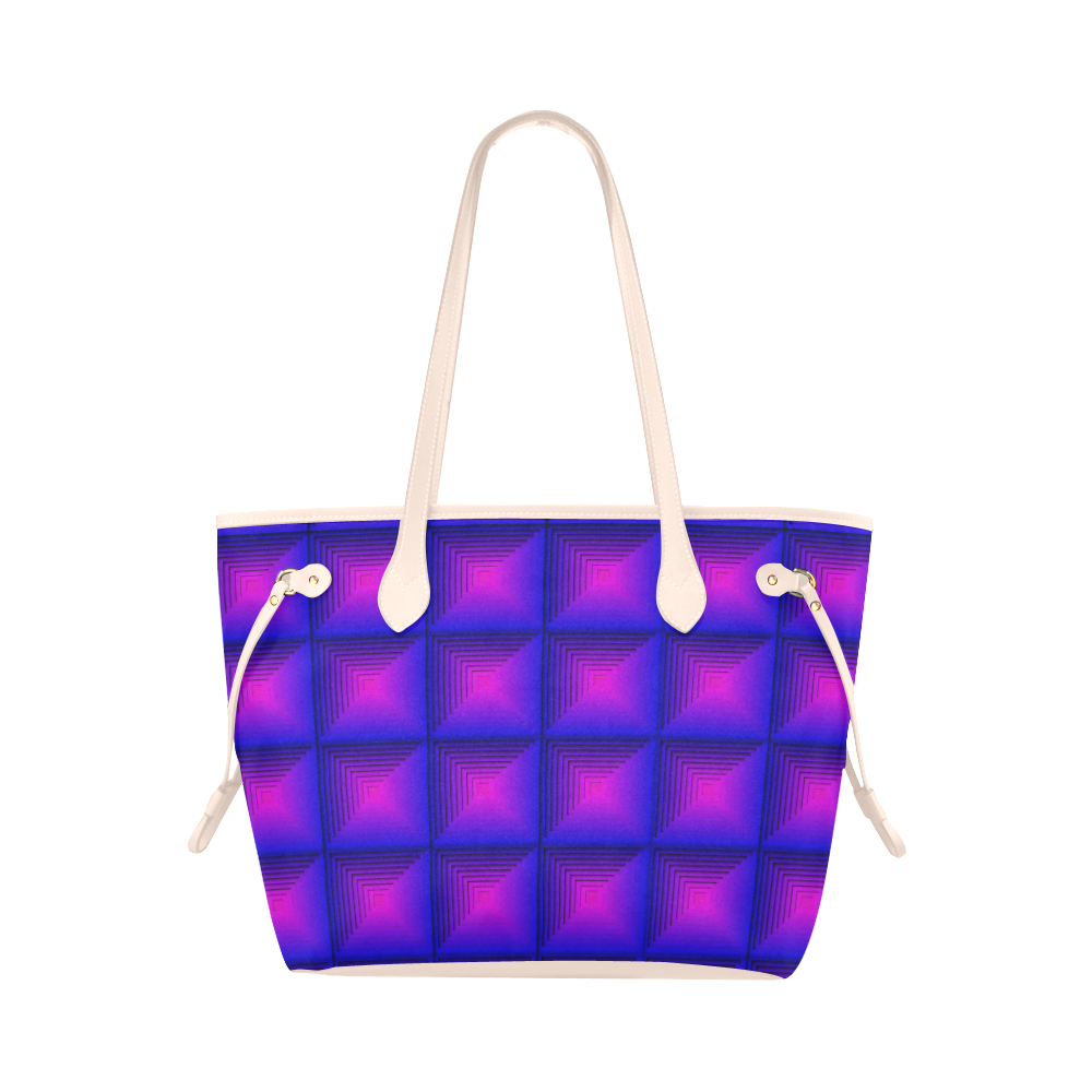 Purple pink multicolored multiple squares Clover Canvas Tote Bag (Model 1661)
