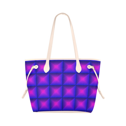 Purple pink multicolored multiple squares Clover Canvas Tote Bag (Model 1661)