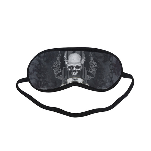 Skull with crow in black and white Sleeping Mask