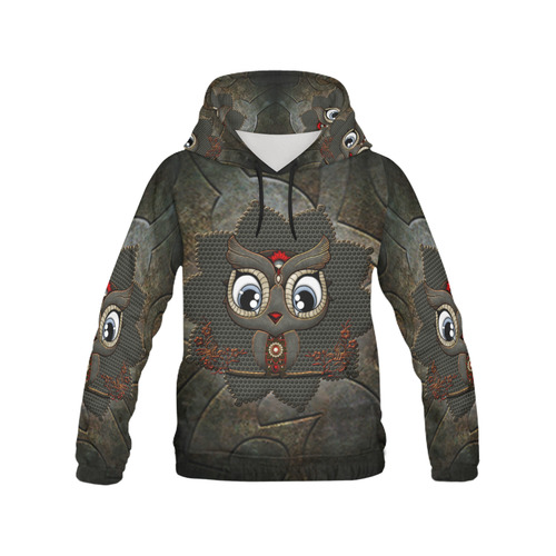 Funny steampunk owl All Over Print Hoodie for Women (USA Size) (Model H13)