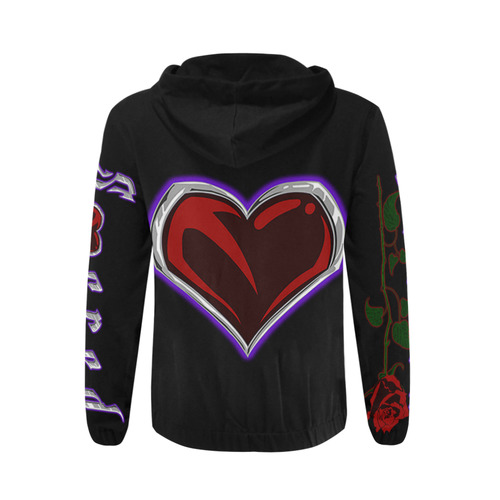 "Sacred" Logo All Over Print Hoodie All Over Print Full Zip Hoodie for Men (Model H14)