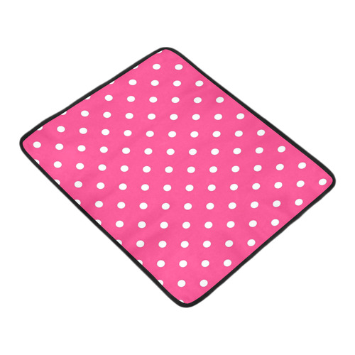 Hot Pink White Dots Beach Mat 78"x 60"