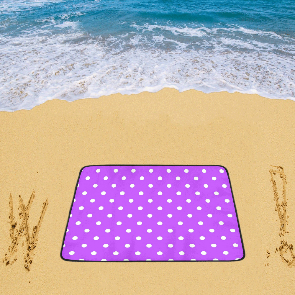 Royal Purple White Dots Beach Mat 78"x 60"