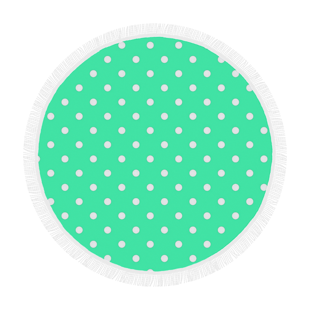 Mint Green White Dots Circular Beach Shawl 59"x 59"