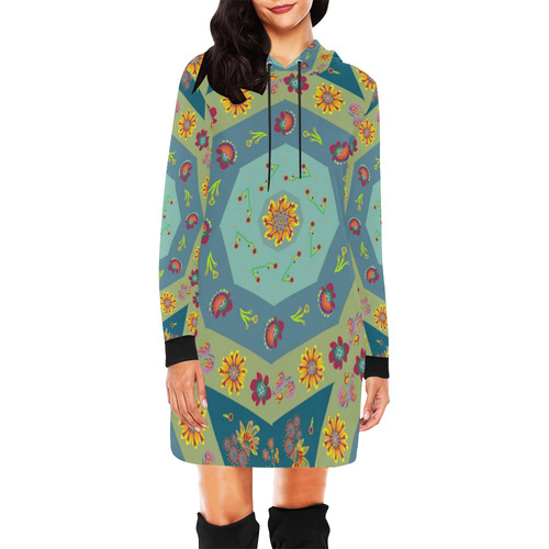 Flower wallpaper kitchen 2 All Over Print Hoodie Mini Dress (Model H27)