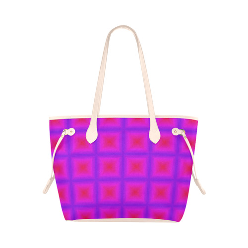 Pink purple multicolored multiple squares Clover Canvas Tote Bag (Model 1661)