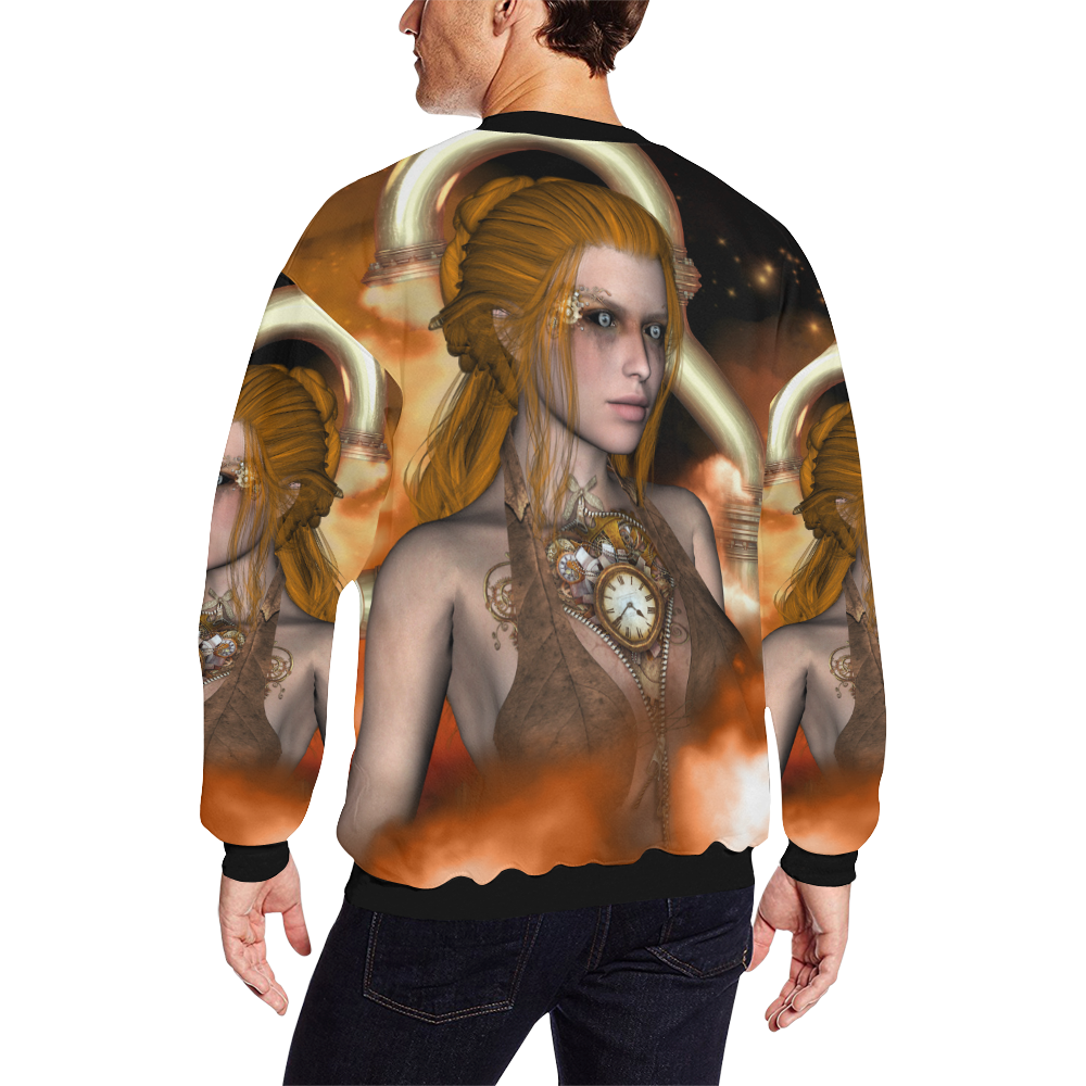 Steampunk women All Over Print Crewneck Sweatshirt for Men (Model H18)