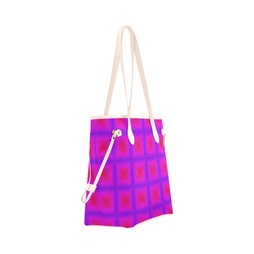 Pink purple multicolored multiple squares Clover Canvas Tote Bag (Model 1661)