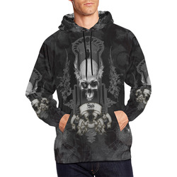 Skull with crow in black and white All Over Print Hoodie for Men (USA Size) (Model H13)