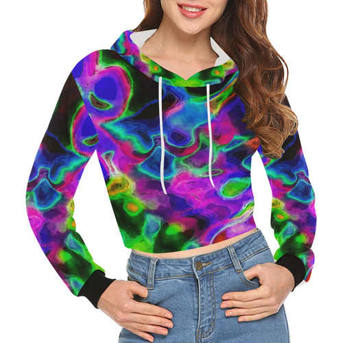 2M 1 All Over Print Crop Hoodie for Women (Model H22)