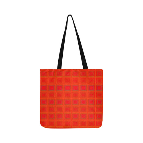 Red orange multicolored multiple squares Reusable Shopping Bag Model 1660 (Two sides)
