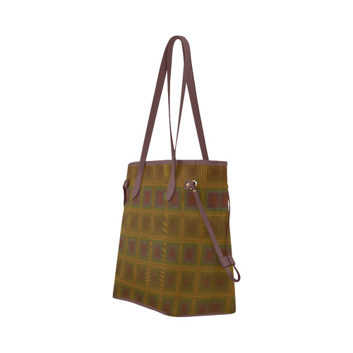 Golden brown multicolored multiple squares Clover Canvas Tote Bag (Model 1661)